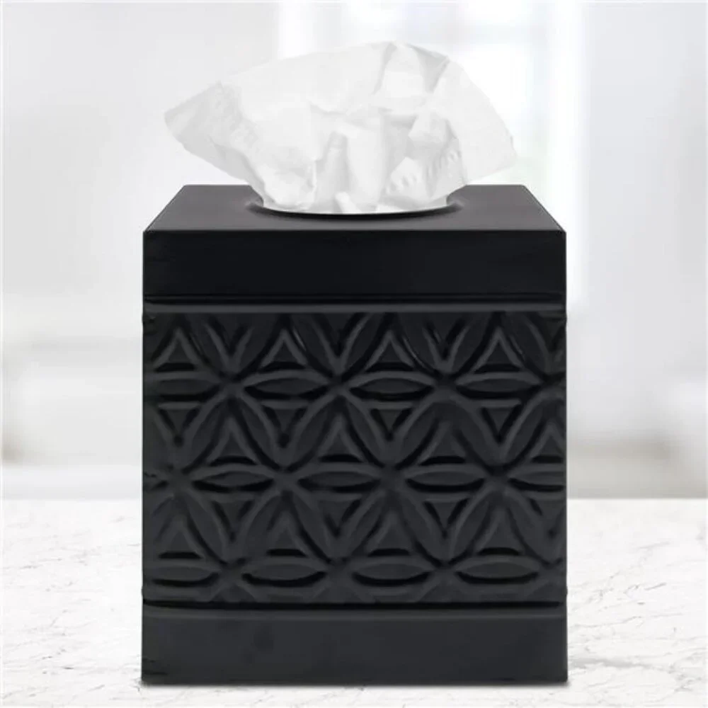 Black square tissue box cover metal tissue holder bathroom bedroom home decor